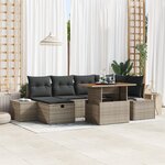 vidaXL Ensemble de salle à manger de jardin de 7 pièces avec coussins gris en rotin poly et acacia