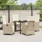 vidaXL Ensemble de salle à manger pour jardin 5 Pièces Beige polyrotin