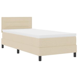 vidaXL Lit à ressorts avec matelas avec LED Crème 90 x 200 cm tissu