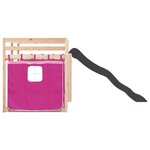 vidaXL Lit superposé avec toboggan et rideaux rose 90x190 cm