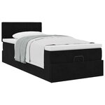 vidaXL Cadre de lit ottoman avec matelas noir 90x190 cm velours