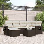vidaXL Salon de jardin avec coussins 7 Pièces marron résine tressée