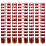vidaXL Pots à confiture Couvercle blanc et rouge 96 Pièces Verre 400 ml