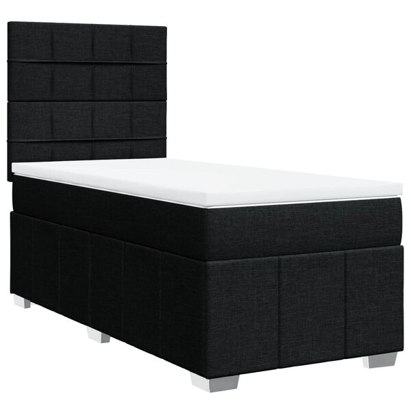 vidaXL Sommier à lattes de lit avec matelas Noir 100x200 cm Tissu