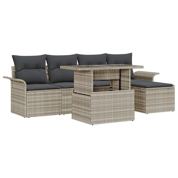 vidaXL Ensemble de canapé de jardin 6 pc Gris clair polyrotin