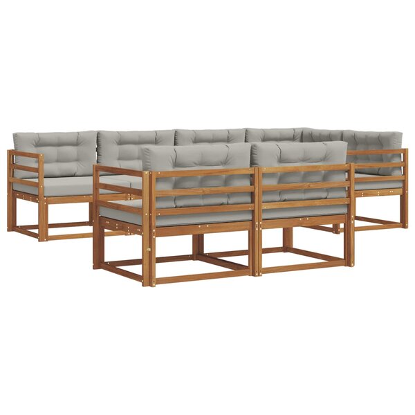 vidaXL Ensemble de canapés d'extérieur 8 pc Naturel et gris clair