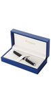 WATERMAN Exception stylo plume fin, noir, attributs plaqué argent, plume moyenne 18K, en écrin