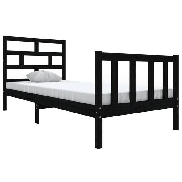 vidaXL Cadre de lit sans matelas noir bois massif 100x200 cm