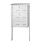 Bloc collectif Leabox 2x3 grade 3 simple face extérieur fixation sur pieds à sceller blanc neige ral 9016 finition brillante