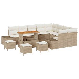 vidaXL Ensemble de canapé de jardin avec coussin 13 Pièces Beige et crème