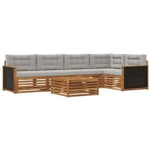 vidaXL Ensemble de canapés d'extérieur 6 pc Naturel et gris clair