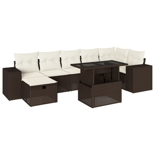 vidaXL Salon de jardin 8 Pièces avec coussins marron résine tressée