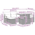 vidaXL Ensemble de canapés de jardin 7 pièces avec coussins beiges en rattan poly