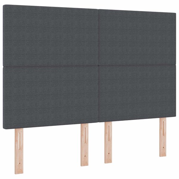 vidaXL Tête de lit LED Gris foncé 160 cm Tissu en velours côtelé