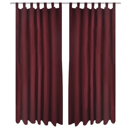 2 Pièces Rideau à Passant Micro Satin Bordeaux 140 x 225 cm