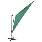 vidaXL Parasol déporté avec mât et lumières LED Vert 300 cm