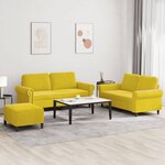 vidaXL Ensemble de canapés 3 Pièces avec coussins Jaune Velours