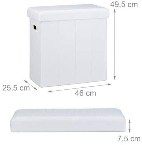 Tabouret banc banquette pouf de rangement pliable pliant 50 litres blanc 13_0002776