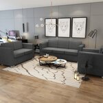 vidaXL Ensemble de canapés trois pièces Tissu Gris foncé