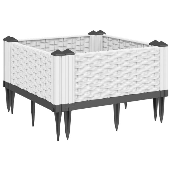 vidaXL Jardinière avec piquets blanc 42 5x42 5x28 5 cm PP