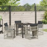 Ensemble de Salle à Manger de Jardin 5 pièces avec Coussins Gris Clair en Rotin Synthétique