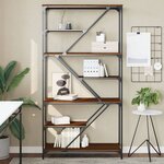 vidaXL Bibliothèque chêne marron 91x36x176 cm bois ingénierie et acier