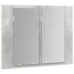 vidaXL Armoire de salle de bain à miroir LED Gris béton Acrylique