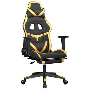 vidaXL Chaise de jeu de massage avec repose-pied Noir&Doré Similicuir