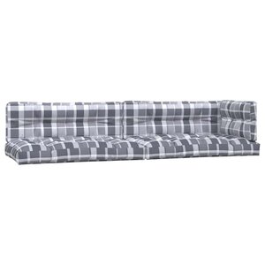 vidaXL Coussins de palette lot de 5 motif à carreaux gris tissu