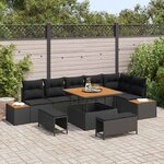 vidaXL Ensemble de canapé de jardin 9 Pièces Noir polyrotin