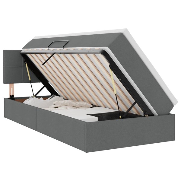 vidaXL Lit avec rangement et matelas Gris foncé 90 x 200 cm