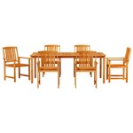 vidaXL Ensemble de salle à manger pour jardin 7 Pièces Marron