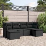 vidaXL Salon de jardin 6 Pièces avec coussins noir résine tressée