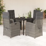 vidaXL Ensemble à manger de jardin 5 Pièces coussins gris résine tressée