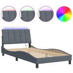 vidaXL Cadre de lit avec LED sans matelas Hanko gris foncé 100x200cm velours