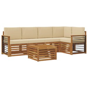 vidaXL Ensemble de canapés d'extérieur 6 pc Naturel et Beige Polyester