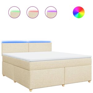 vidaXL Sommier à lattes de lit avec matelas Crème 180x200 cm Tissu