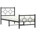 vidaXL Cadre de lit métal avec tête de lit/pied de lit noir 75x190 cm