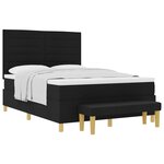 vidaXL Lit à Sommier avec Matelas & Banc Noir 140x200 cm Tissu