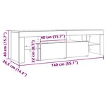 vidaXL Meuble TV avec lumières LED Chêne sonoma 140x36 5x40 cm
