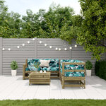 vidaXL Salon de jardin 5 Pièces avec coussins bois de pin imprégné