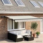 vidaXL Store rétractable manuel avec LEDs Gris clair et blanc