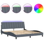 vidaXL Cadre de lit avec lumières LED gris foncé 180x200 cm velours