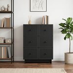 vidaXL Armoire à tiroirs 66 x 34 5 x 90 cm Bois d'ingénierie Noir