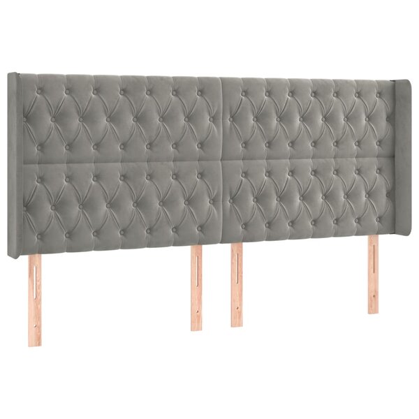 vidaXL Tête de lit avec oreilles Gris clair 183x16x118/128 cm Velours