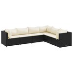 vidaXL Salon de jardin 6 Pièces avec coussins Noir Résine tressée