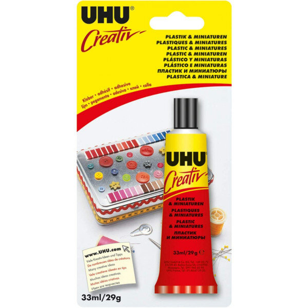Tube de colle uhu creativ spécial plastique et miniatures