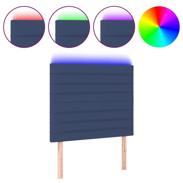 vidaXL Tête de lit à LED Bleu 90x5x118/128 cm Tissu