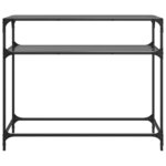 vidaXL Table console avec dessus en verre noir 98x35x81 cm acier