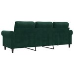 vidaXL Canapé à 3 places Vert foncé 180 cm Velours